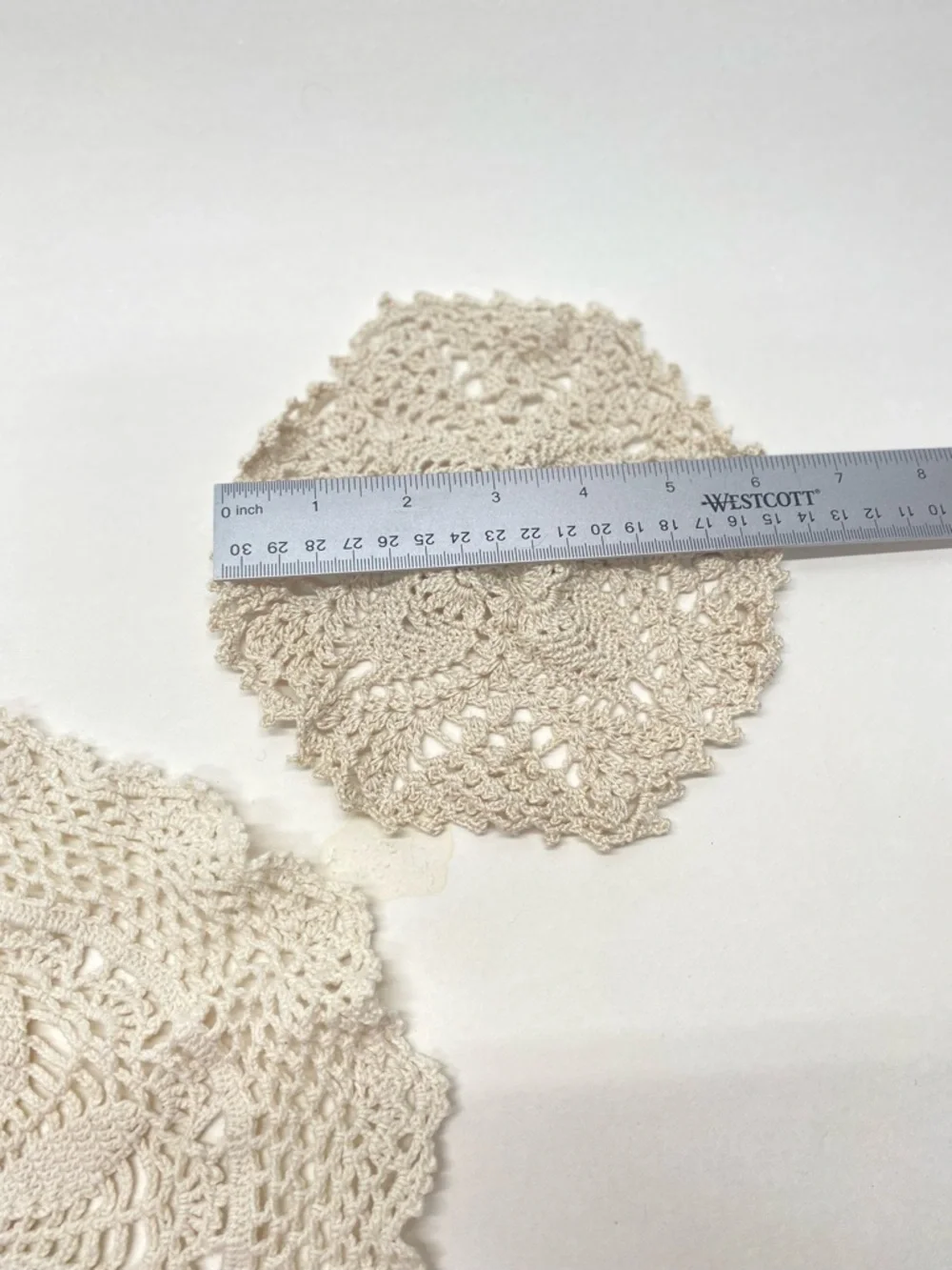 Vintage Handmade Crocheted Doilies Lot of 3 Cream Beige Grandma Core Round